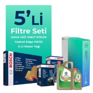 Bosch Audi A6 3.0 Dizel QUATRO 272 HP Filtre Bakım Seti Castrol Motor Yağlı (2014-2018) 5 Li