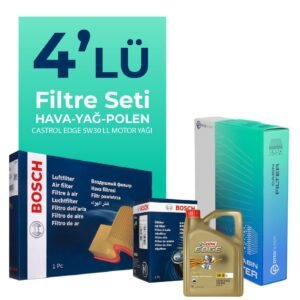 Bosch BMW 5.20 Dizel 190 HP Filtre Bakım Seti Castrol Motor Yağlı (2014-2017) 4 Lü