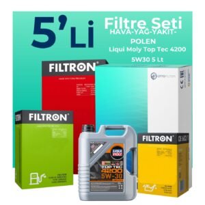Filtron Alfa Giulietta 1.6 Dizel 105 HP Filtre Bakım Seti Liqui Moly Motor Yağlı (2010-2015) 5 Li