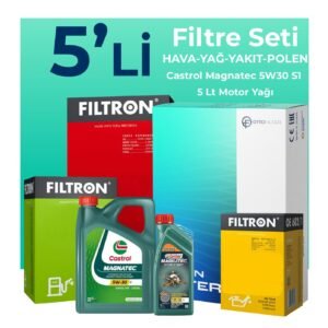 Filtron Alfa Giulietta 1.6 Dizel 120 HP Filtre Bakım Seti Castrol Motor Yağlı (2015-2020) 5 Li