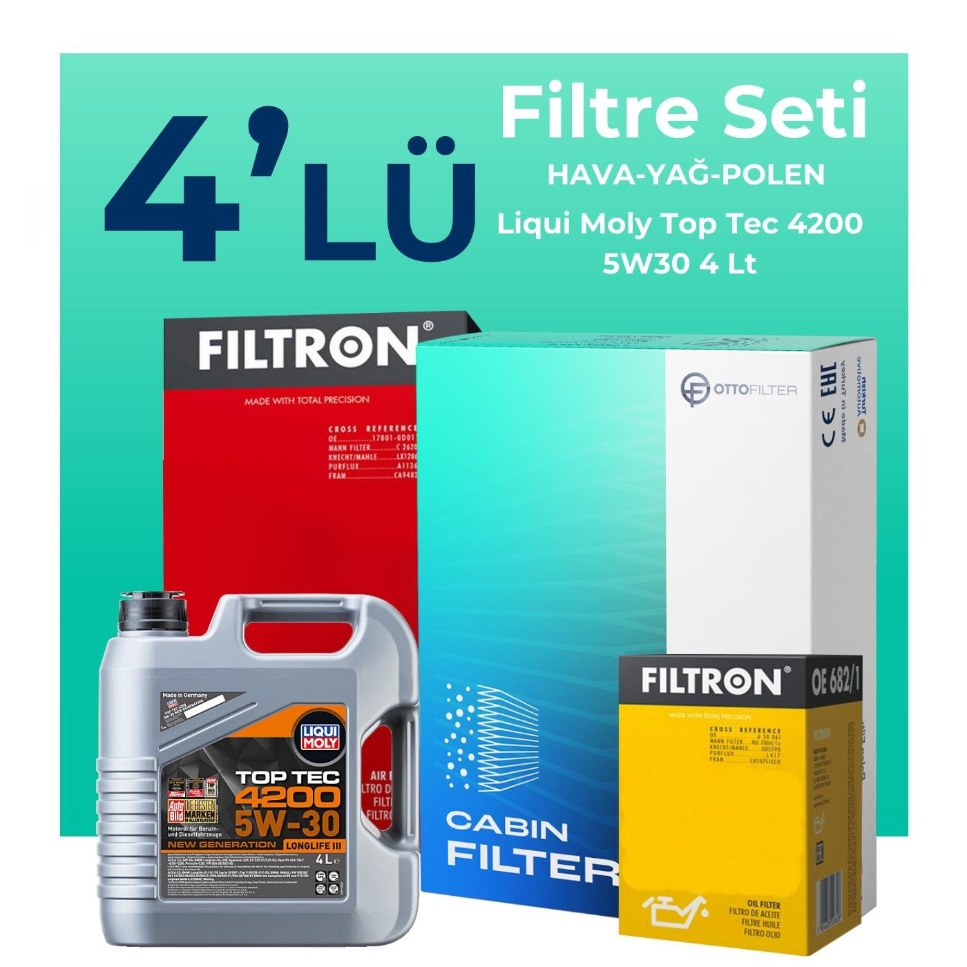 filtron-audi-a4-2-0-dizel-filtre-bakim-seti-liqui-moly-motor-yagli-2004-2009-4-lu-126273