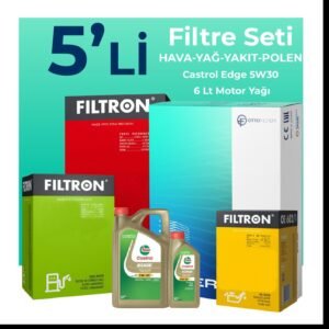 Filtron Audi A6 3.0 Dizel QUATRO 272 HP Filtre Bakım Seti Castrol Motor Yağlı (2014-2018) 5 Li