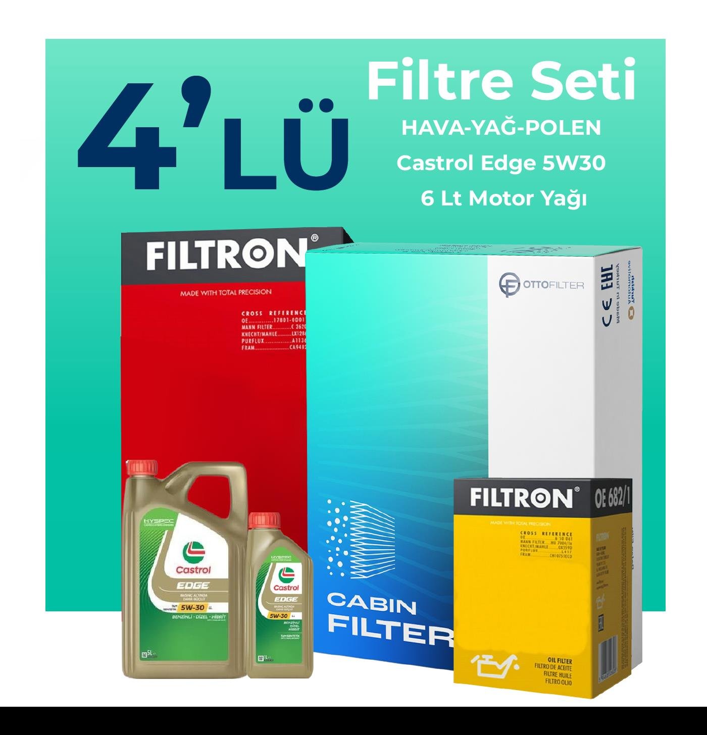 filtron-bmw-6-40-dizel-xdrive-filtre-bakim-seti-castrol-motor-yagli-2011-2018-4-lu-107571