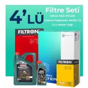 Filtron Chevrolet Cruze 1.6 Benzin Filtre Bakım Seti Castrol Motor Yağlı (2009-2014) 4 Lü