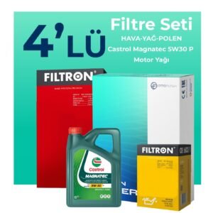 Filtron Citroen C-Elysee 1.5 Dizel Filtre Bakım Seti Castrol Motor Yağlı (2018-2023) 4 Lü