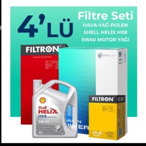 Filtron Fiat Bravo 1.4 Benzinli Filtre Bakım Seti Shell Motor Yağlı (2007-2015) 4 Lü