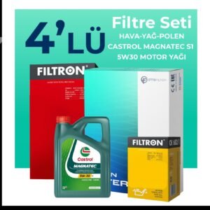 Filtron Fiat Punto 1.3 Dizel Filtre Bakım Seti Castrol Motor Yağlı (2005-2011) 4 Lü