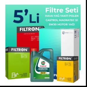 Filtron Fiat Punto 1.3 Dizel Filtre Bakım Seti Castrol Motor Yağlı EURO 4 (2012-2017) 5 Li
