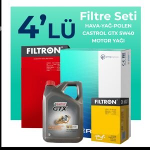 Filtron Fiat Punto 1.4 Benzinli Filtre Bakım Seti Castrol Motor Yağlı (2012-2017) 4 Lü
