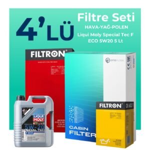 Filtron Ford Focus 1.0 Benzin Filtre Bakım Seti Liqui Moly Motor Yağlı (2012-2017) 4 Lü