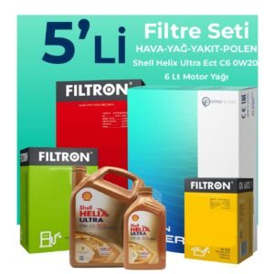 Filtron Ford Focus 1.5 Dizel Manuel Filtre Bakım Seti Shell Motor Yağlı (2018-2024) 5 Li