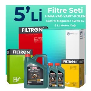 Filtron Ford Mondeo 2.0 Dizel Filtre Bakım Seti Castrol Motor Yağlı (2008-2014) 5 Li