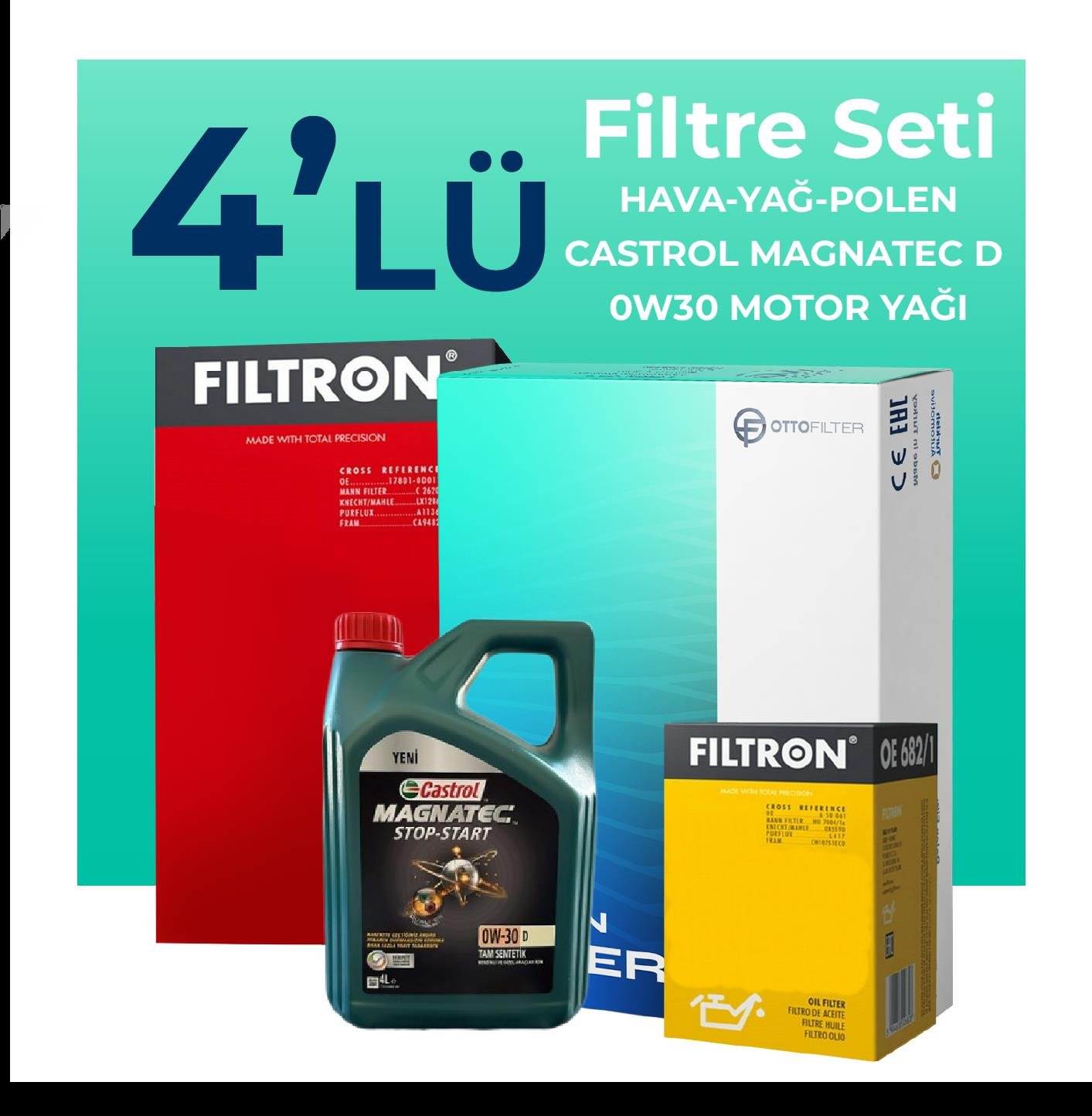 filtron-ford-ranger-2-0-ecoblue-filtre-bakim-seti-castrol-motor-yagli-2019-2022-4-lu-103923