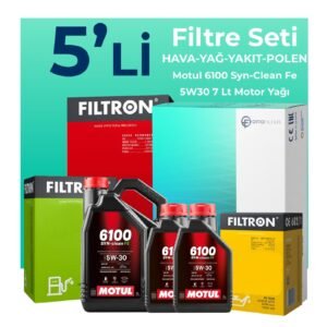 Filtron Ford Transit Custom 2.2 Dizel Filtre Bakım Seti Motul Motor Yağlı (2012-2019) 5 Li