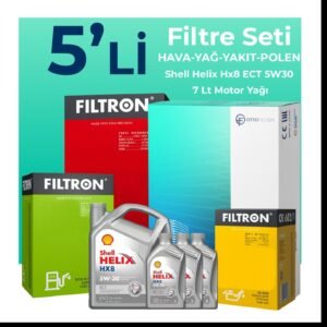 Filtron Ford Transit Custom 2.2 Dizel Filtre Bakım Seti Shell Motor Yağlı (2012-2019) 5 Li