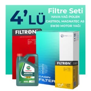 Filtron Hyundai i20 1.2 Benzin Filtre Bakım Seti Castrol Motor Yağlı (2012-2014) 4 Lü
