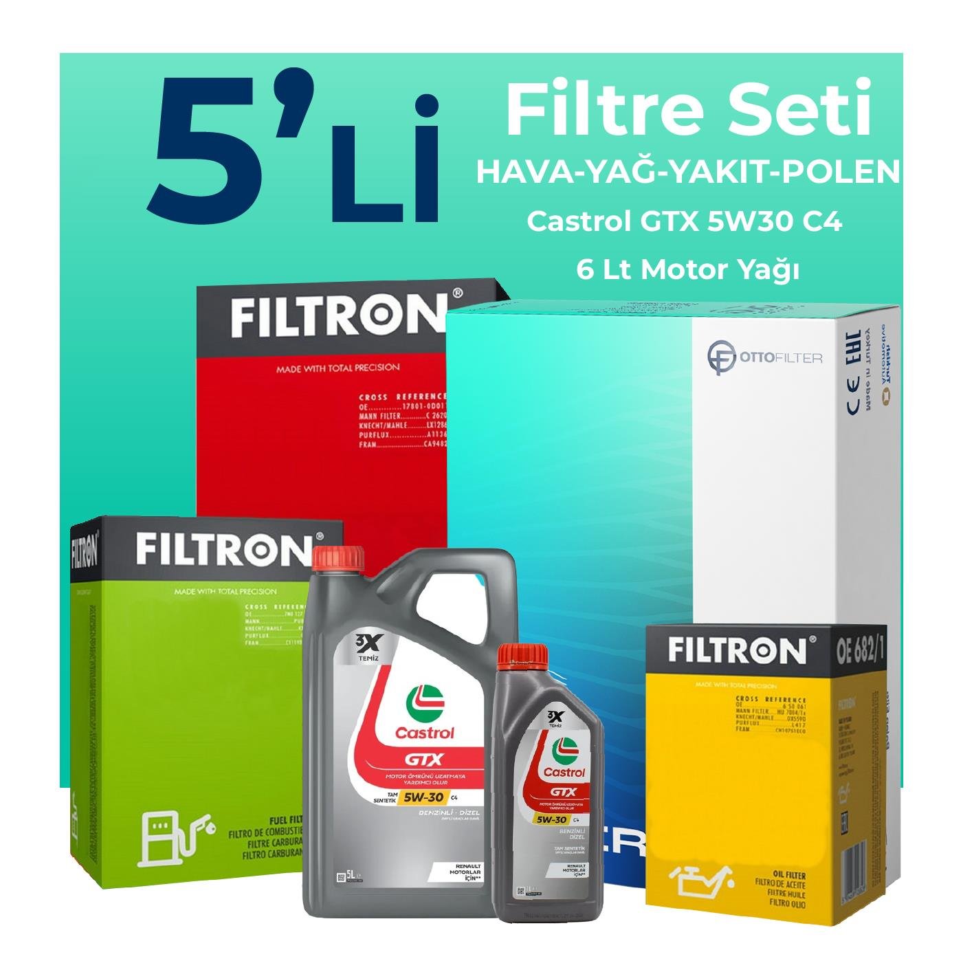 filtron-jaguar-xf-2-2-dizel-filtre-bakim-seti-castrol-motor-yagli-2010-2015-5-li-108999