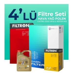 Filtron Jaguar XJ 2.0 Benzinli Filtre Bakım Seti Castrol Motor Yağlı (2010-2018) 4 Lü