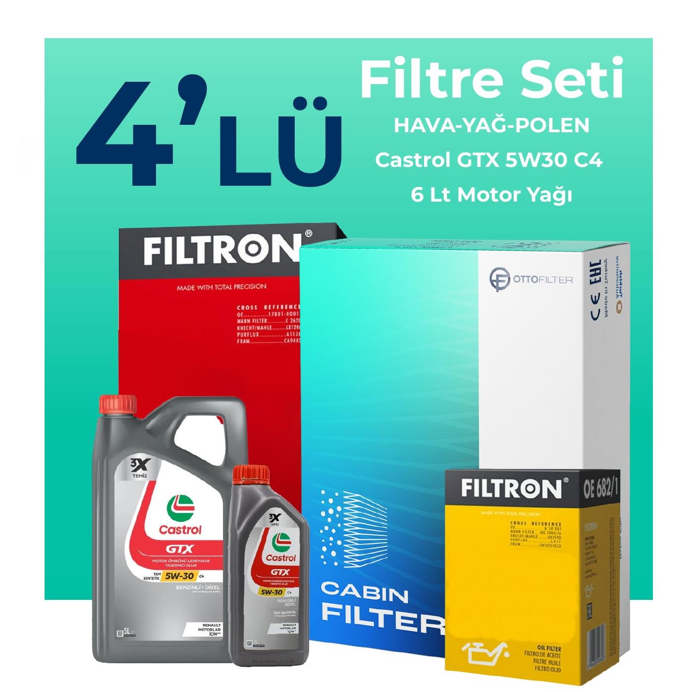 filtron-nissan-qashqai-1-3-benzin-filtre-bakim-seti-castrol-motor-yagli-2021-2025-4-lu-109963