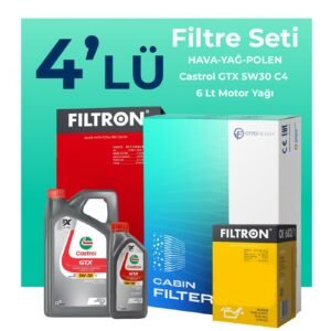 Filtron Renault Captur 1.3 Benzin TCe Filtre Bakım Seti Castrol Motor Yağlı (2020-2024) 4 Lü