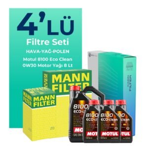 MANN Citroen Jumper 2.0 BlueHDi Dizel Filtre Bakım Seti Motul 8100 Eco-Clean 0W-30 8 Litre Motor Yağlı (2015-2020) 4 Lü