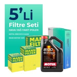 MANN Fiat Egea 1.3 Dizel Filtre Bakım Seti Motul 8100 Eco-Clean 0W-20 5 Litre Motor Yağlı (2019-2023) 5 Li