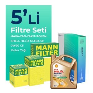 MANN Fiat Egea 1.3 Dizel Filtre Bakım Seti Shell Helix Ultra SP 0W-20 4 Litre Motor Yağlı (2019-2023) 5 Li