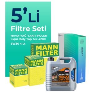 MANN Fiat Punto 1.3 Dizel Filtre Bakım Seti Liqui Moly Motor Yağlı EURO 4 (2012-2017) 5 Li