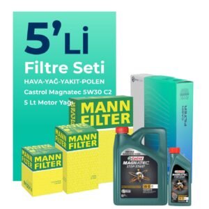 MANN Kia Cerato 1.6 Dizel Filtre Bakım Seti Castrol Magnatec C2 5W-30 5 Litre Motor Yağlı (2016-2019) 5 Li