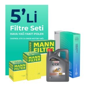 MANN Mercedes A180 Dizel Filtre Bakım Seti Castrol Motor Yağlı (2012-2018) 5 Li