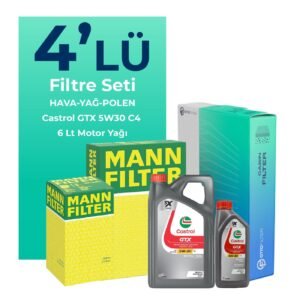 MANN Renault Trafic 1.6 Dizel Filtre Bakım Seti Castrol Motor Yağlı (2014-2019) 4 Lü