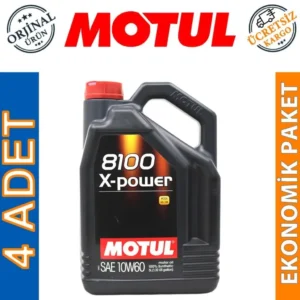 Motul 8100 X-Power 10W60 5 Lt Tam Sentetik Motor Yağı (4 Adet)