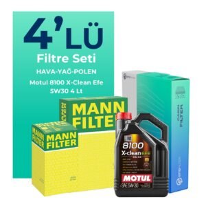 MANN Jeep Avenger 1.2 Filtre Bakım Seti Motul 8100 X-Clean Efe 5W-30 4 Litre Motor Yağlı (2024-2026) 4 Lü